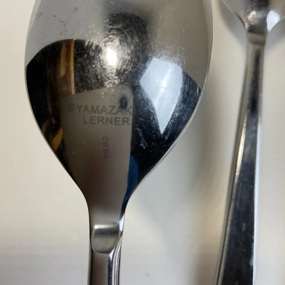 Yamazaki Lerner Float Stainless Oval Soup Spoons Set of 4 Silver Flat  7.5in